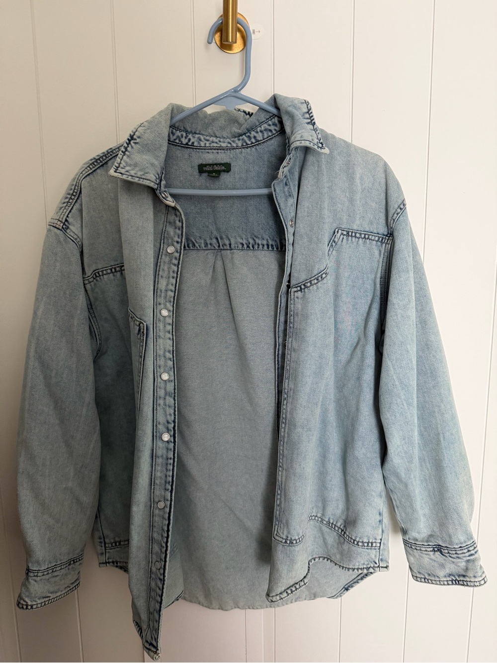wild fable Light Blue Denim Button-Up Shirt Jacket